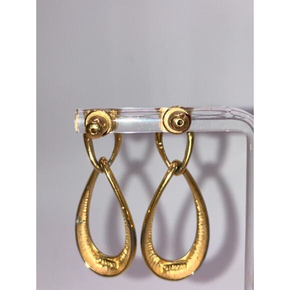 Monet Gold-Tone Connecting Teardrops Dangle 1 3/8" Earrings! - Picture 7 of 8